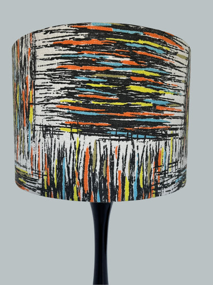 Vintage mid - century fabric Lampshade - 21 h x 30 d cm