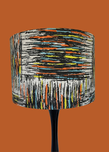 Vintage mid - century fabric Lampshade - 21 h x 30 d cm