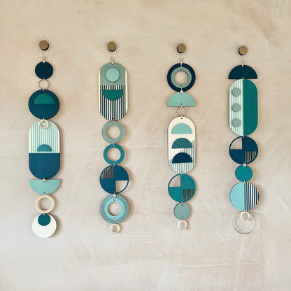 Blue Wall Hangings - Geometric Wall Art - Luxury Wall Decor - Mid-Century Home Decor - Slim Long Wall Tapestry