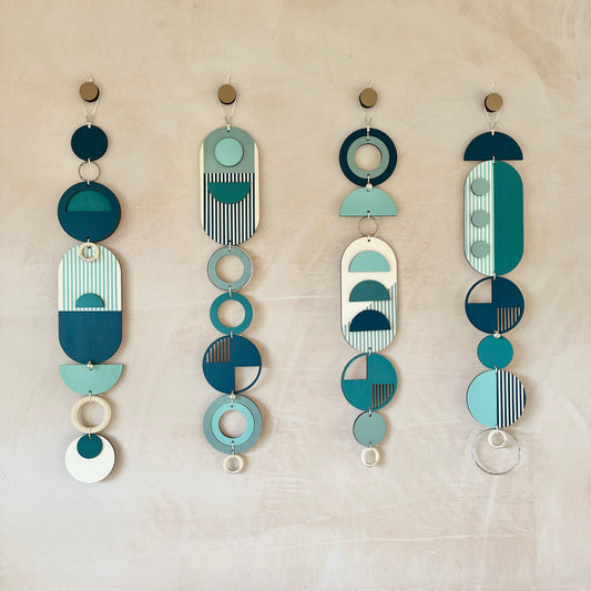 Blue Wall Hangings - Geometric Wall Art - Luxury Wall Decor - Mid-Century Home Decor - Slim Long Wall Tapestry