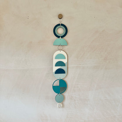 Blue Wall Hangings - Geometric Wall Art - Luxury Wall Decor - Mid-Century Home Decor - Slim Long Wall Tapestry