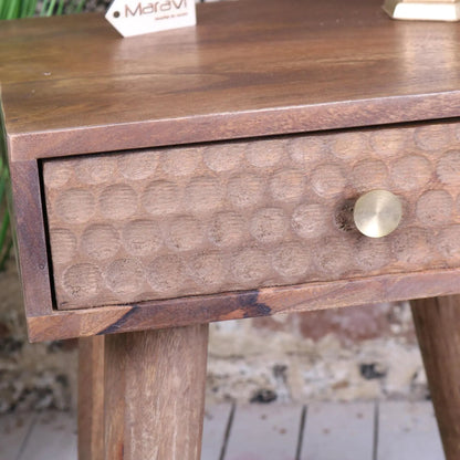 Joypur Mango Wood Bedside Cabinet Dimple Design