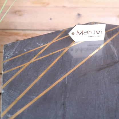 Siangra Hexagon Black Marble Side Table