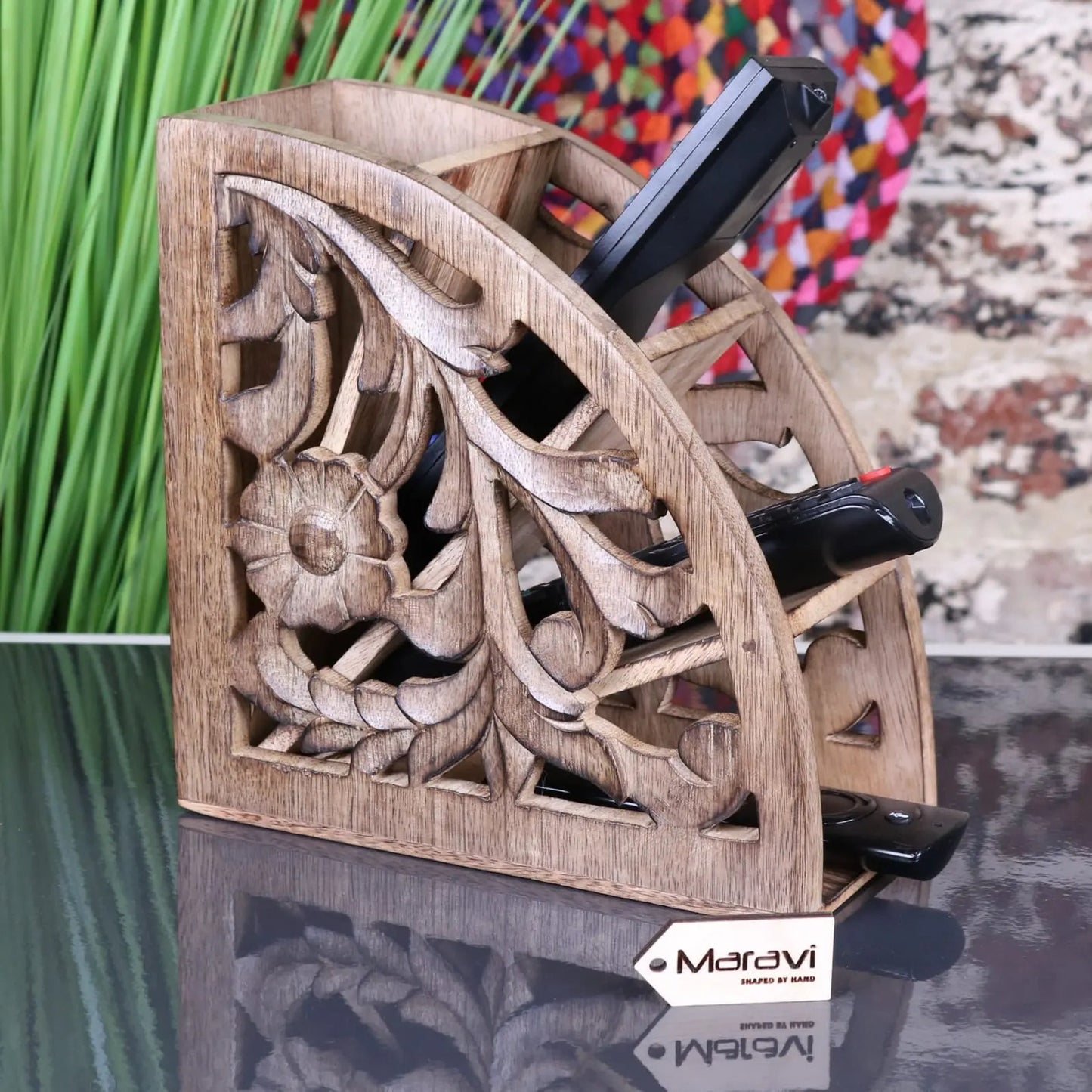 Yanam Wooden Remote Control Holder