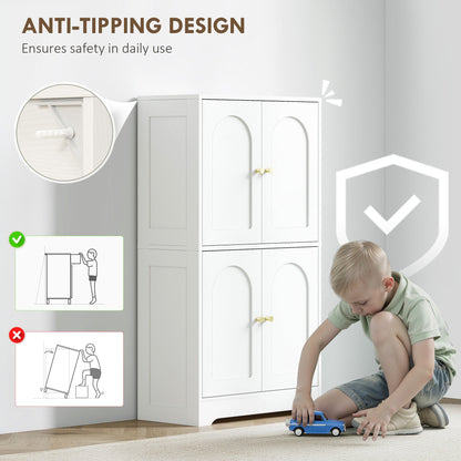 HOMCOM 4-Door Kitchen Storage Cabinet with Adjustable Shelves - White