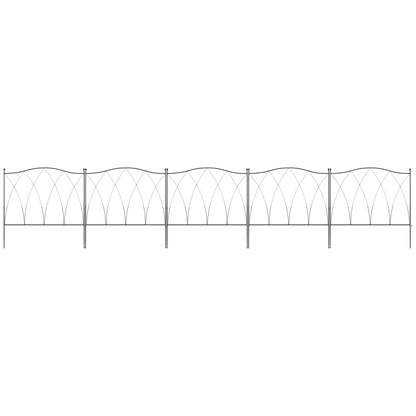 Outsunny Set of Five 61.5cm Decorative Metal Fence Panels - Black