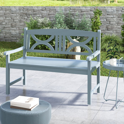 Outsunny 2-Seater Wooden Garden Bench Outdoor Patio Loveseat for Porch, Grey