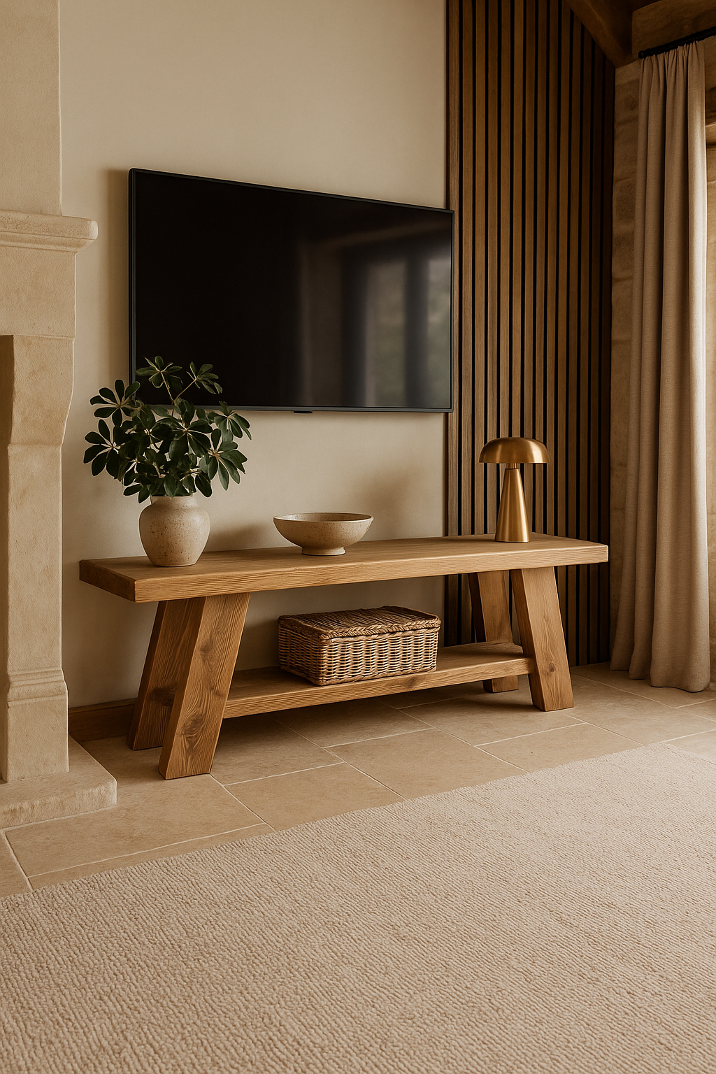 ROME Solid Wood Chunky TV Unit / Bench