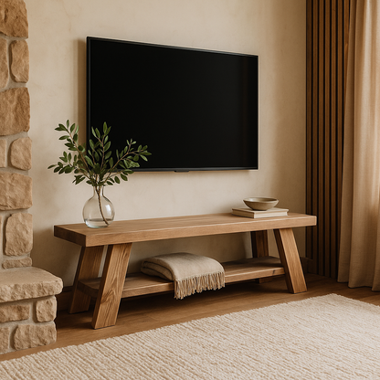 ROME Solid Wood Chunky TV Unit / Bench