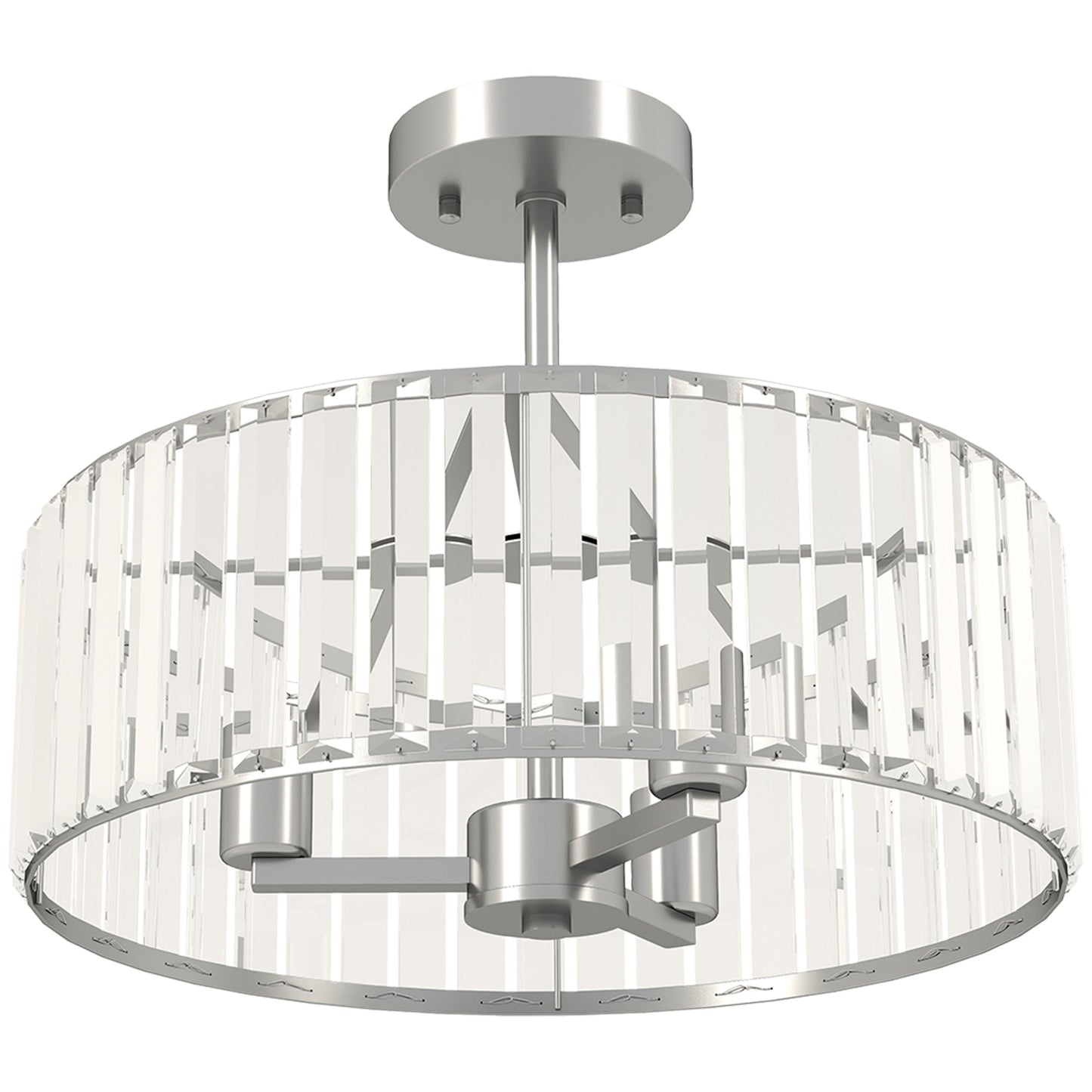 HOMCOM Crystal Ceiling Light Fixture, Semi Flush Mount Modern Crystal Chandelier Ceiling Light for Living Room, Bedroom, Hallway,  Dining Room, E14 Base 3-Lights, Silver Tone