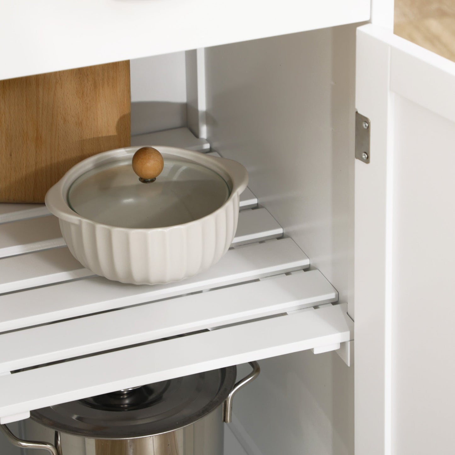HOMCOM Compact Kitchen Trolley Utility Cart on Wheels with Wine Rack, Drawer, Open Shelf and Storage Cabinet for Dining Room, White