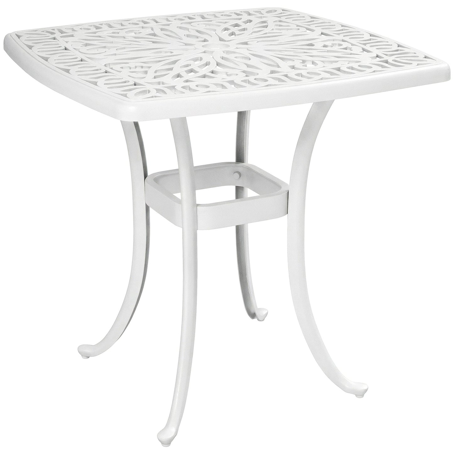 Outsunny Outdoor Garden Table with 38mm Dia. Umbrella Hole, Cast Aluminium Patio End Table with Anti-slip Foot Pads for Garden