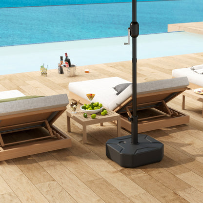 Outsunny Square Garden Parasol Base, Garden Umbrella Stand Heavy Duty Parasol Base, Filled Up to 25kg with Stand or 20kg with Water for Garden, Poolside, Black