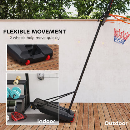 AIYAPLAY Basketball Hoop Outdoor Indoor, 210-260cm Height Adjustable Basketball Hoop with Wheels, Larger Base, for 6+ Years, Red