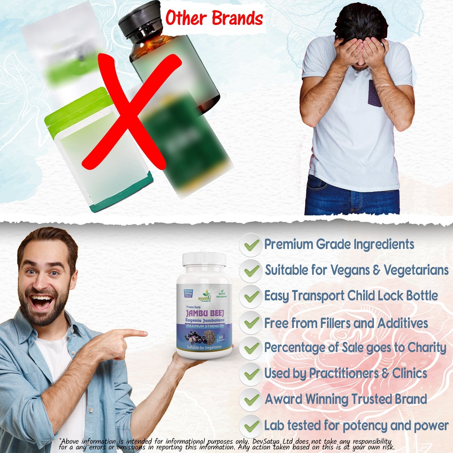 Ayushya Jambu Bij Capsules (Jamun) Glucose Wellness Support - Vegan, Gluten Free, Non-GMO, 60 Capsules