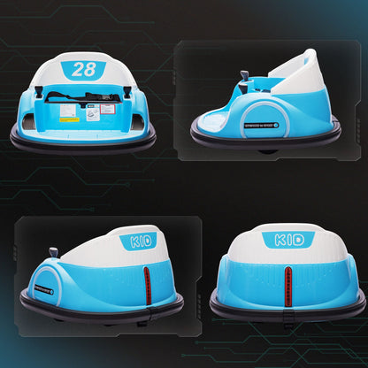 AIYAPLAY 360\'c2\'b0 Rotation Kids Bumper Car, 12V Waltz Car with Remote Control, Dual Joystick, Music, Lights, Light Blue