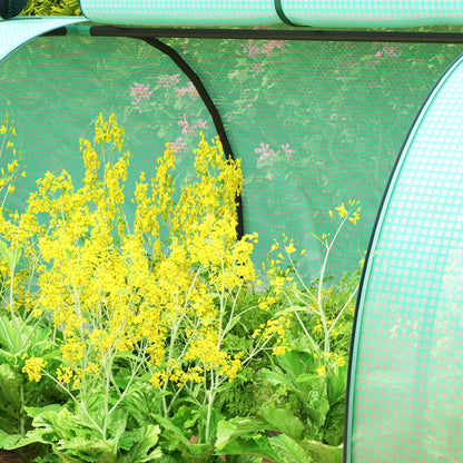 Outsunny PE Tunnel Greenhouse Green Grow House Steel Frame for Garden Backyard with Zipper Doors 395 x 100 x 80cm, Green