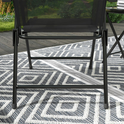 Outsunny Three-Piece Garden Seat Set, with Glass-Top Table - Black