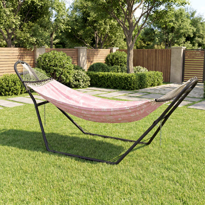Outsunny 9ft Hammock Stand Adjustable Hammock Frame with Non-Slip Feet for Indoor Outdoor, 150 kg Capacity, Black