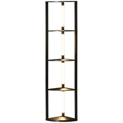 HOMCOM Corner Floor Lamp for Living Room Bedroom with Dimmable Warm White LED Light, Modern Tall Standing Lamp, Black
