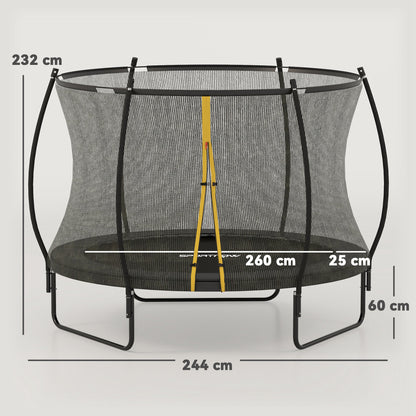 SPORTNOW 8ft Trampoline with Enclosure Net and Spring Cover, Outdoor Trampoline Garden Jumping Mat, Black