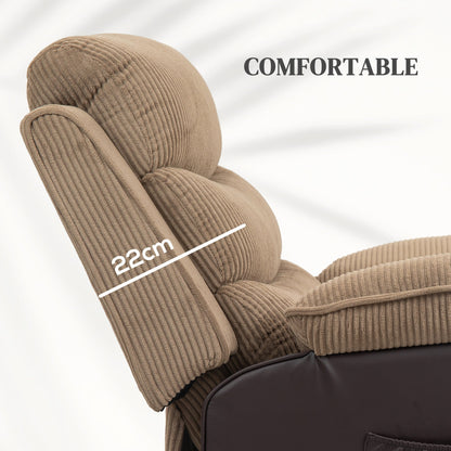 HOMCOM Power Lift Recliner Chair for Elderly, Patchwork Design Oversized Electric Riser and Recliner Armchair for Living Room with Remote Control, USB Port and 2 Side Pockets, Brown