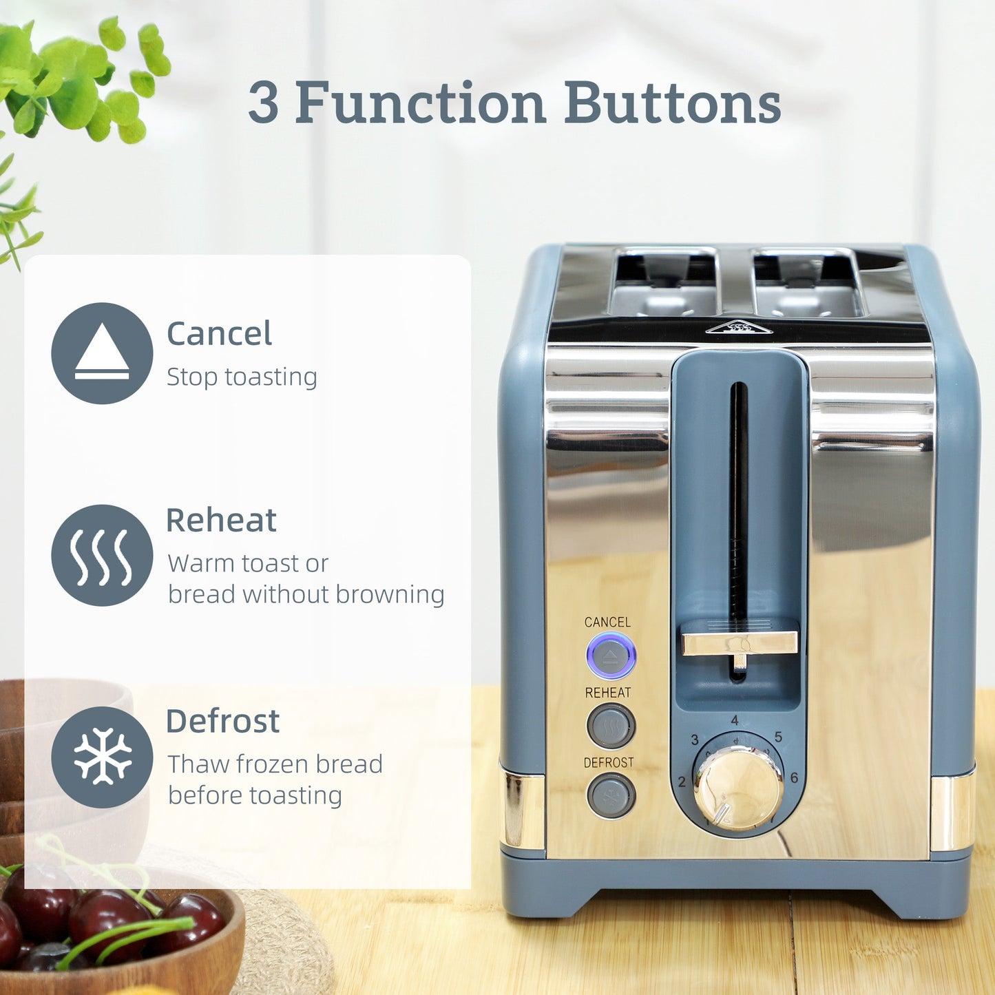 HOMCOM Sleek Textured Kettle and Toaster Set - Blue