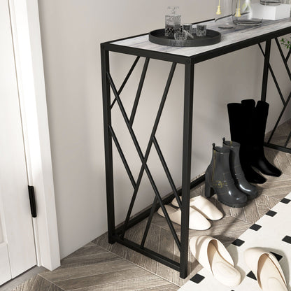 HOMCOM Console Table, Industrial Sofa Table with Metal Frame for Living Room, Hallway, 120\'c2\'a0cm, Grey