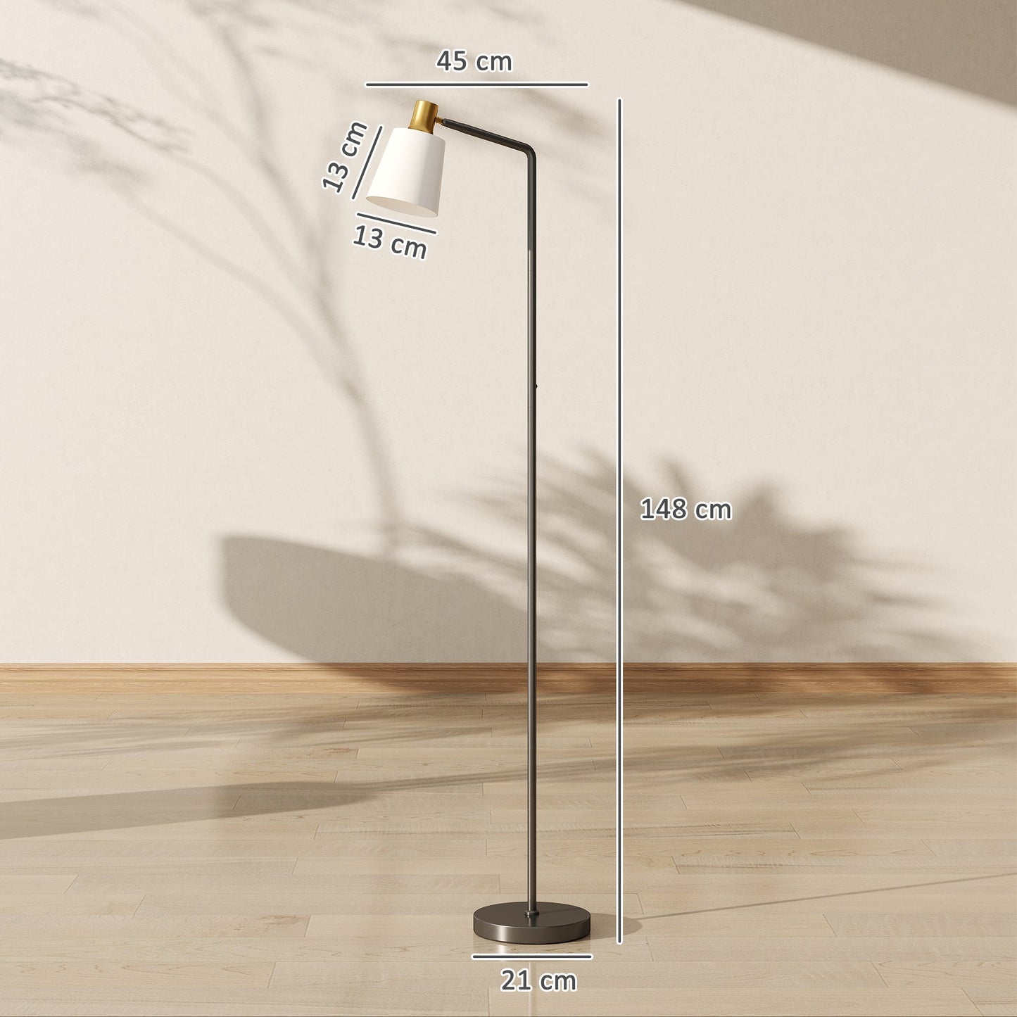 HOMCOM Floor Lamp with 350° Rotatable Head, Modern Standing Lamp with 3000K/4000K/6500K Colour Temperatures for Living Room Bedroom Office, Black