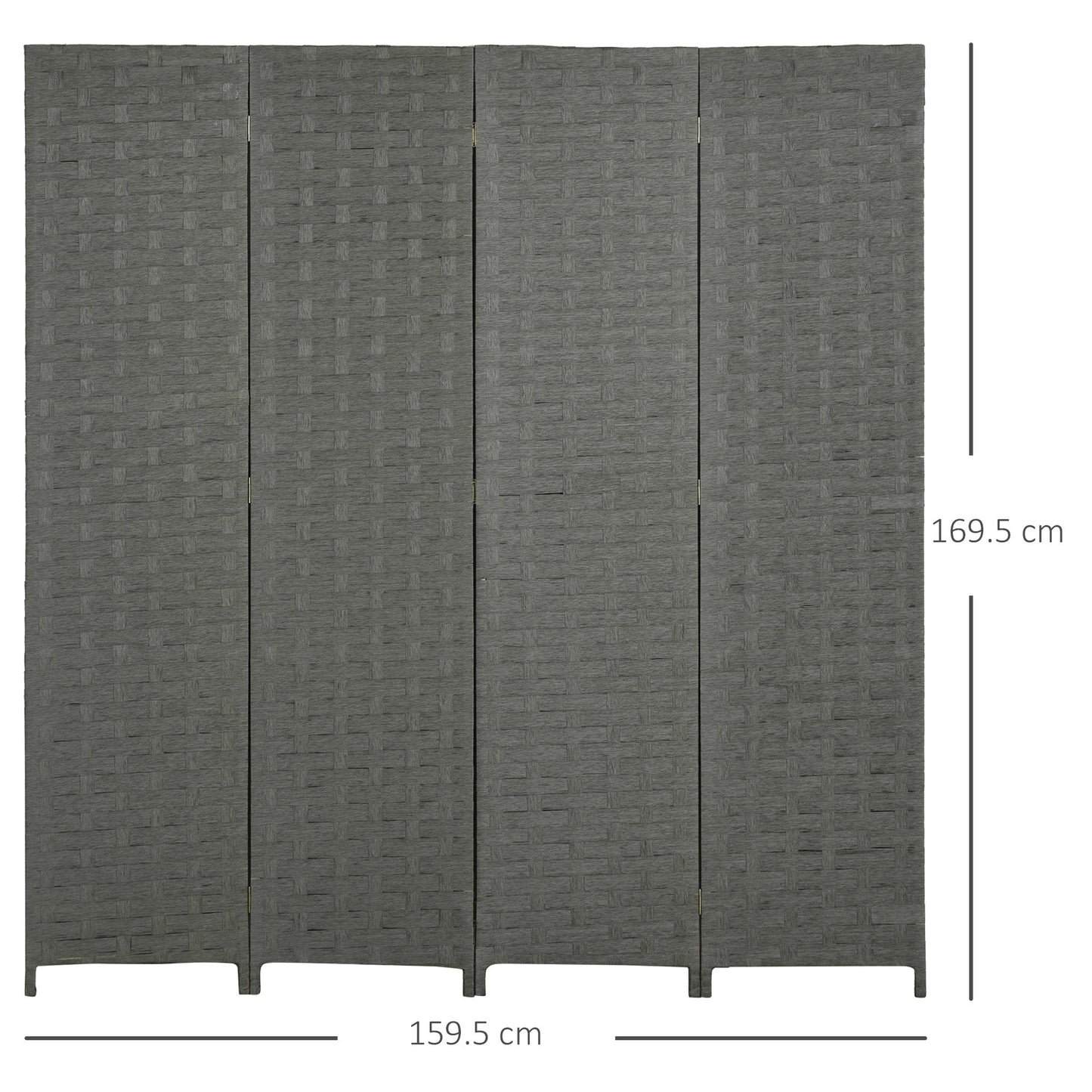 HOMCOM 4-Panel Room Dividers, Wave Fibre Freestanding Folding Privacy Screen Panels, Partition Wall Divider for Indoor Bedroom Office, 170\'c2\'a0cm, Grey