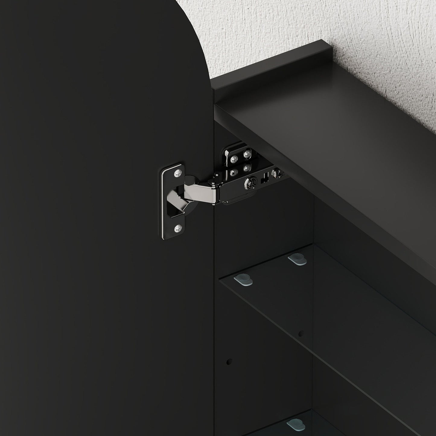 HOMCOM Arched Bathroom Mirror Cabinet with Adjustable Glass Shelves - Black