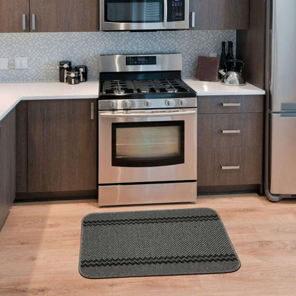 Washable Bordered Dark Grey Rug | 116D