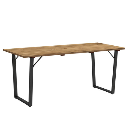 Outsunny Garden Table for 6, 175 x 80 cm Large Rectangle Outdoor Dining Table with 5cm Parasol Hole and Slatted Top, Weather Resistant Fir Wood Patio Table for Balcony, Terrace, Brown