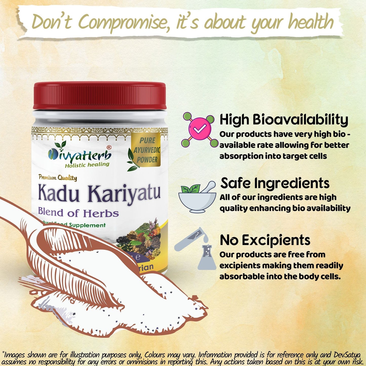 DivyaHerb Kadu Kariyatu Powder 100 gram - Daily Wellness Support
