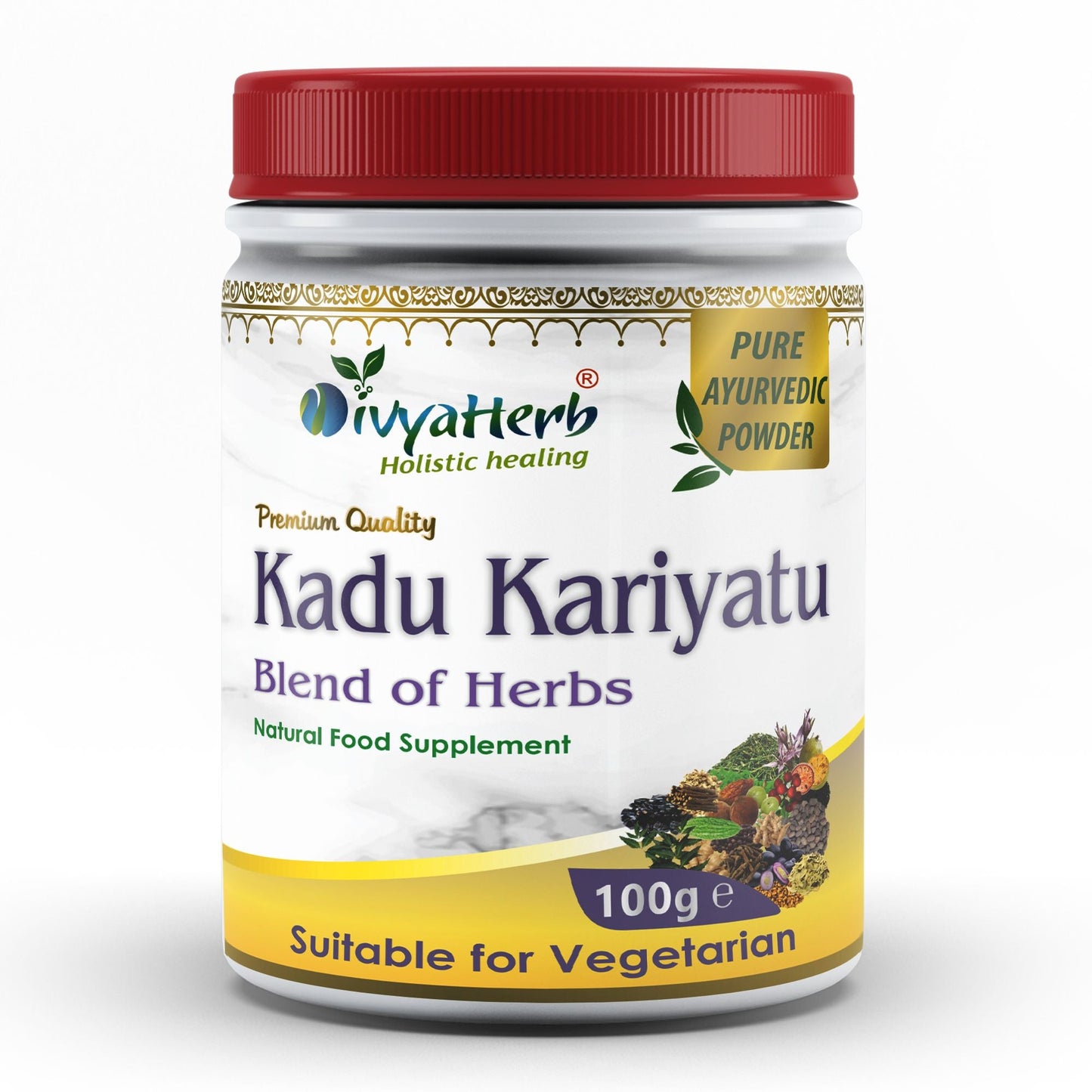 DivyaHerb Kadu Kariyatu Powder 100 gram - Daily Wellness Support
