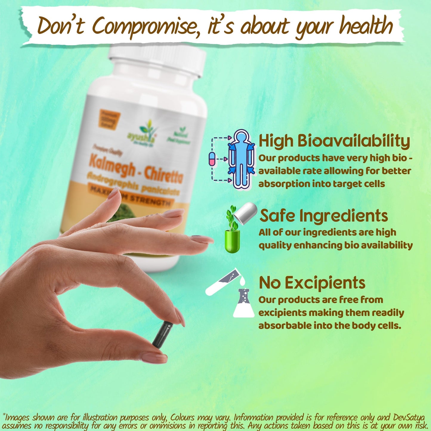 Ayushya Andrographis Kalmegh Chirata Capsules Liver & Immune Wellness Support - Vegan, Gluten Free, Non-GMO, 60 Capsules