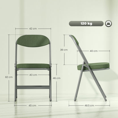 HOMCOM Set of Four Folding Corduroy Seat Chairs - Green