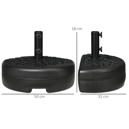 Outsunny Water/Sand Fillable Half Parasol Umbrella Base - Black