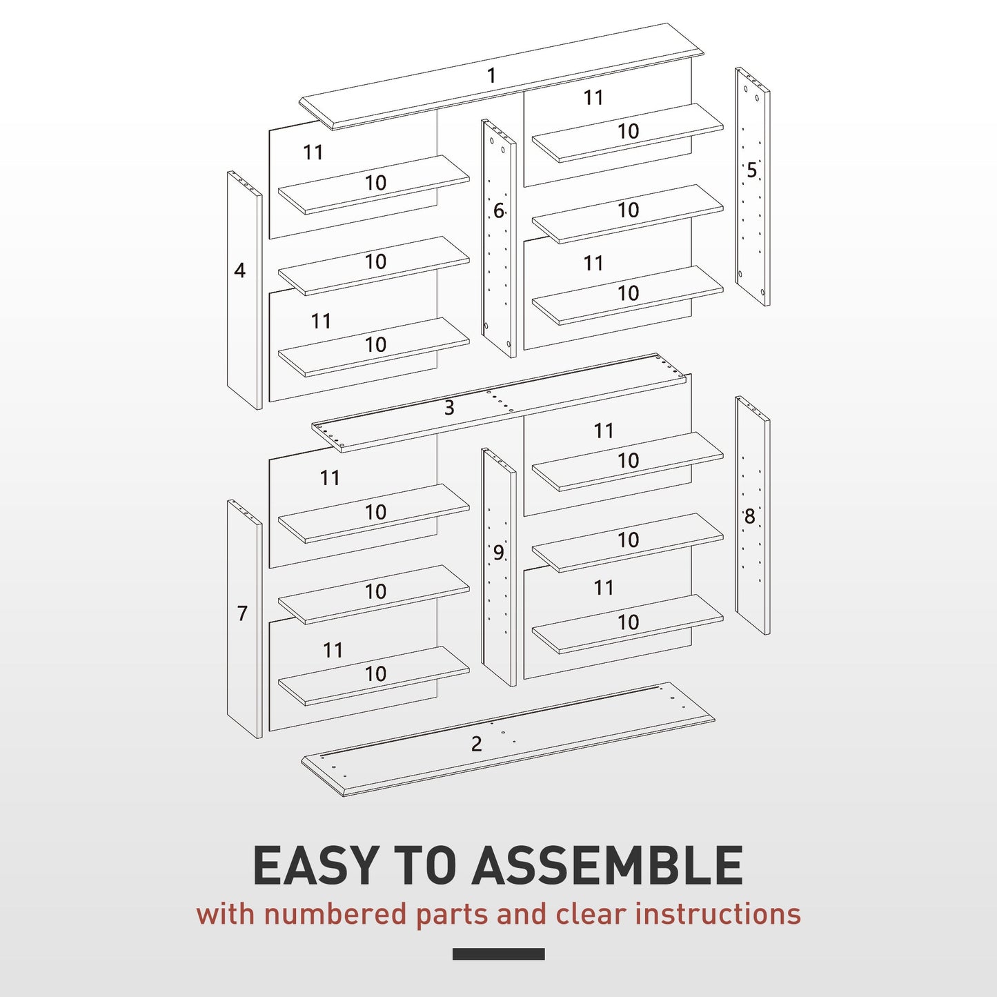 HOMCOM 16-Compartment Media Shelf - Black