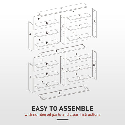 HOMCOM 16-Compartment Media Shelf - Black