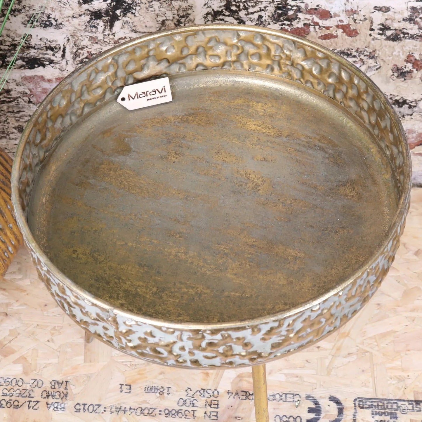 Kovalam Bowl Style Antiqued Gold Side Table