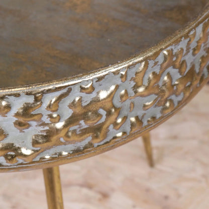 Kovalam Bowl Style Antiqued Gold Side Table