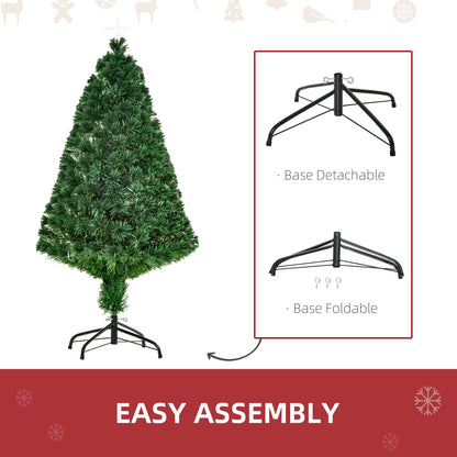 HOMCOM 4FT Pre-Lit Fibre Optic Artificial Christmas Tree Holiday Xmas Décor with Tree Topper Multi-Colour