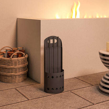 Outsunny 4 Pieces Fireplace Companion Set, Metal Fireplace Accessories Fireside Companion Set with Broom, Shovel, Poker, Bucket, Black
