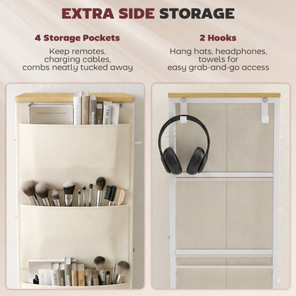 HOMCOM Chest of Drawers, Dresser with 10 Fabric Drawers, Tall Storage Unit with 4 Pockets and 2 Hooks Steel Frame, Beige