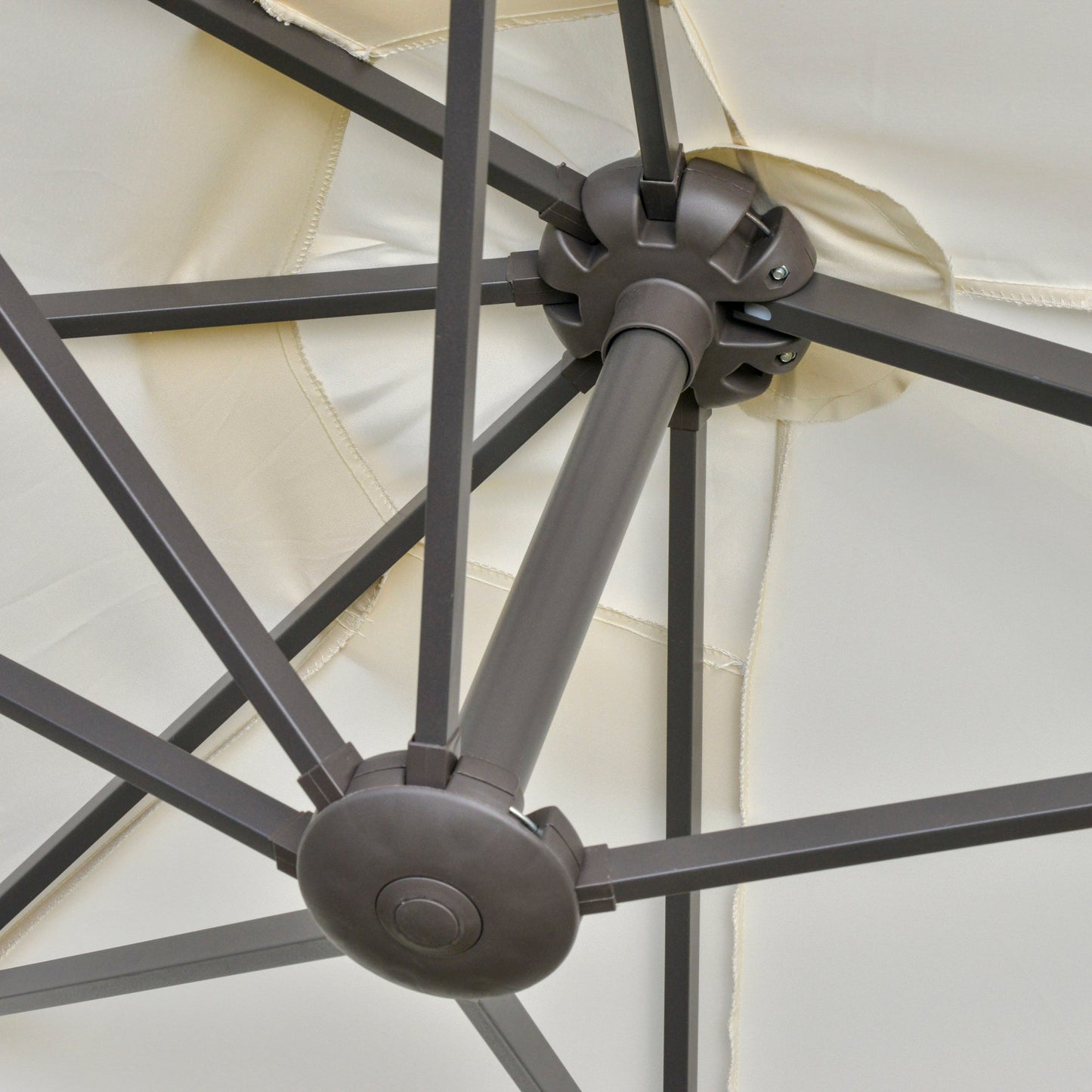 Outsunny 4.6M Sun Umbrella Canopy Double-sided Crank Sun Shade w/ Cross Base Off White