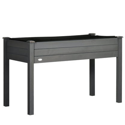Outsunny Raised Bed for Garden, Wooden Elevated Planter Box with Bed Liner, for Flower Vegetable Herb, Dark Grey