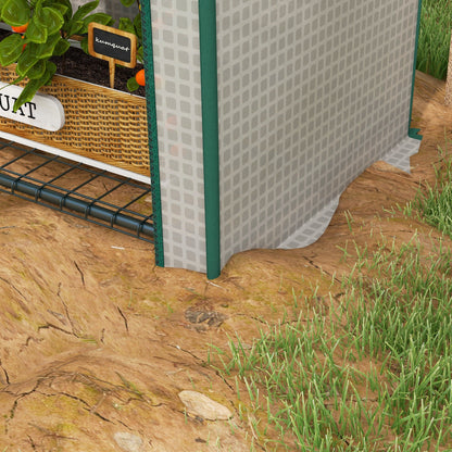 Outsunny 4 Tier Mini Greenhouse for Outdoor, Portable Gardening Plant Green House with Storage Shelf, Roll-Up Zipped Door, Metal Frame and PE Cover, 80 x 49 x 160cm, White