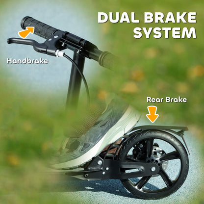 AIYAPLAY Kids Scooter with 4 Levels Adjustable Handlebar, Dual Brake System, 200mm Wheels, ABEC-7 Bearings, Black