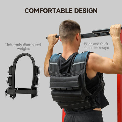 SPORTNOW 15KG Adjustable Weighted Vest, Running Weight Vest, with 30 Metal Weights, Reflective Strips, for Running, Exercise